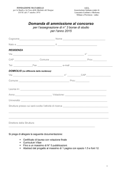 Domanda ammissione Matarelli -AIL Milano