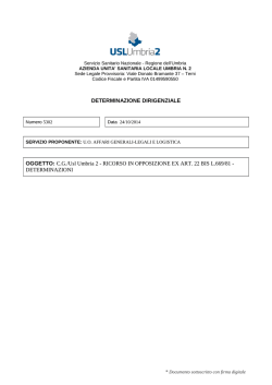 DETERMINAZIONE DIRIGENZIALE OGGETTO: C.G./Usl Umbria 2