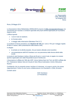 1 c.a. Responsabile CRAL ERICSSON via Anagnina 203 Roma