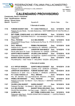 calendario provvisorio