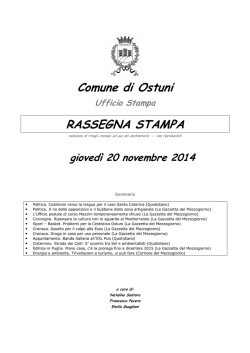 Comune di Ostuni RASSEGNA STAMPA