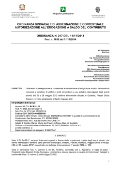 ORDINANZA DI ASSEGNAZIONE CONTRIBUTI