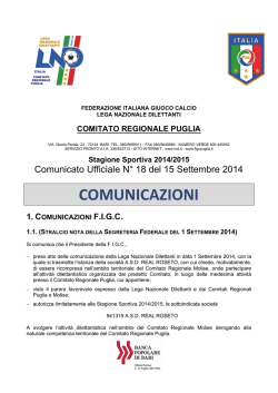 Comunicato Ufficiale n. 18