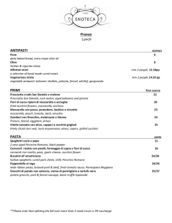 Pranzo Lunch ANTIPASTI PRIMI PASTA