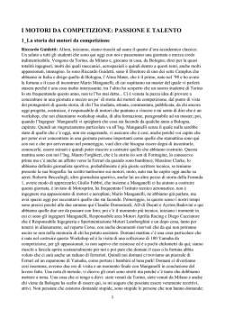 I MOTORI DA COMPETIZIONE: PASSIONE E TALENTO