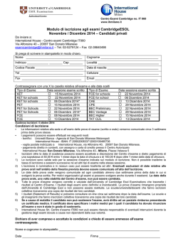 Modulo di iscrizione agli esami CambridgeESOL Novembre