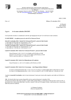 Avvio anno scolastico 2014/2015