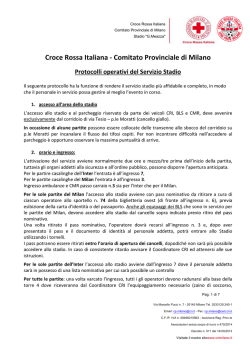 Protocolli operativi stadio - Croce Rossa Italiana Comitato Locale di