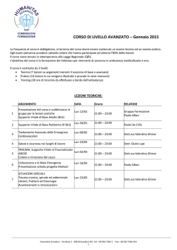 Programma provvisorio corso livello avanzato 2015