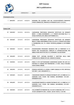ASP Cosenza Atti in pubblicazione