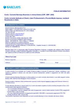 Foglio Informativo Conto Corrente Barclays Business in divisa Estera