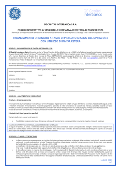 foglio informativo ai sensi della nuova normativa in