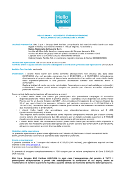 HELLO BANK!– ACCREDITO STIPENDIO/PENSIONE REGOLAMENTO DELL