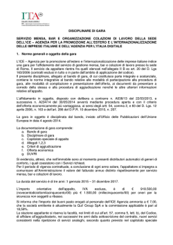 DISCIPLINARE DI GARA SERVIZIO MENSA, BAR E