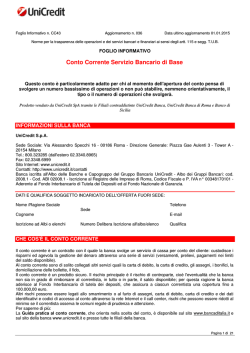 Conto Corrente Servizio Bancario di Base - Trasparenza