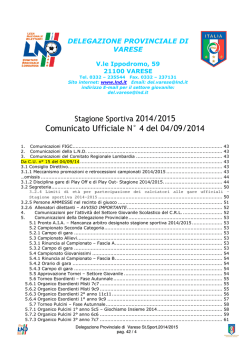 Comunicato Ufficiale N&deg; 4 del 04/09/2014