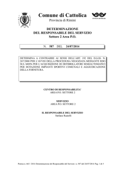 DETERMINAZIONE DIRIGENZIALE 587 Anno 2014