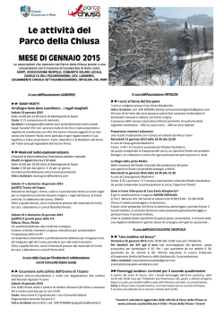 Iniziative di gennaio al Parco della Chiusa