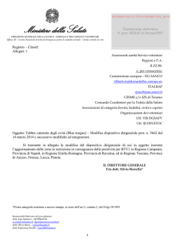 Nota 24644 del 24.11.2014 - Febbre catarrale degli ovini (Bluetongue)