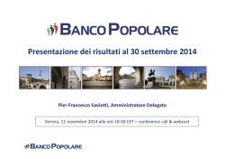 Presentazione dei risultati del Gruppo al 30