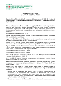 (U.O. AFFARI GENERALI - RIMINI) Oggetto: Piano Triennale della