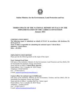 Third update of the National report of Italy on the implementation of