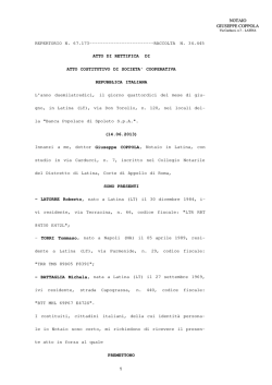 Atto Costitutivo &ndash; 1^ Rettifica