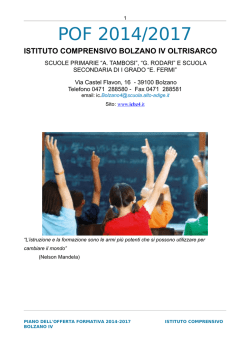 POF 2014/2017 - Istituto Comprensivo Bolzano IV &ndash; Oltrisarco