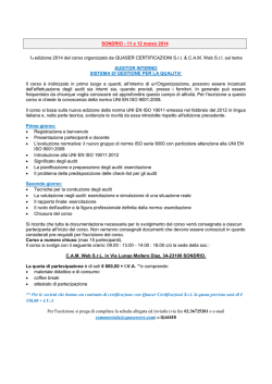 SONDRIO - 11 e 12 marzo 2014 1a edizione 2014