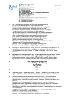 1. Per il codice prodotto (codice di identificazione) vedi elenco a parte