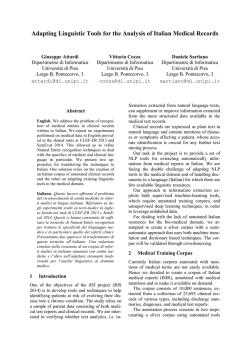 Adapting Linguistic Tools for the Analysis of Italian Medical Records