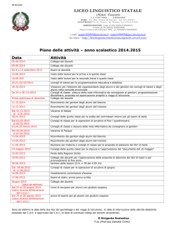 piano attivit&agrave; a.s. 2014.15 - Liceo Linguistico Ninni Cassar&agrave; di