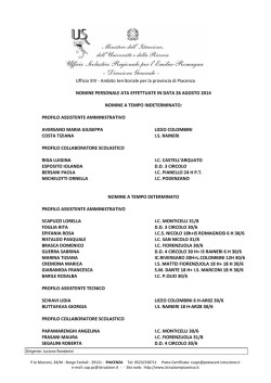 nomine ata 26 agosto - Ambito territoriale per la provincia di Piacenza