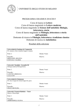 Esito Area Lettere - Università degli Studi di Milano