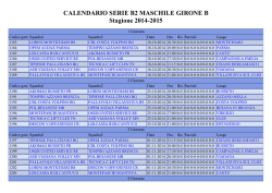 CALENDARIO SERIE B2 MASCHILE GIRONE B