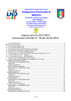 Comunicato ufficiale N.30 - Comitato di BRESCIA