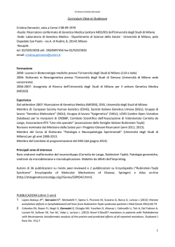 CV - Universit&agrave; degli Studi di Milano