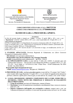 BANDO DI GARA A PROCEDURA APERTA