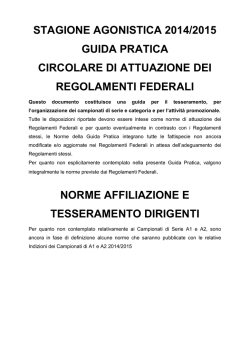 Norme Tesseramento Affiliazione e Dirigenti 2014