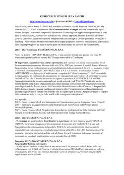 CURRICULUM VITAE DI LUCA ZACCHI http://www.lucazacchi.it