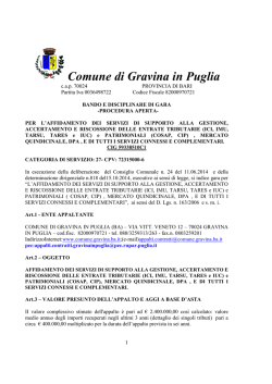bando di gara servizi di supporto entrate tributarie e patrimoniali