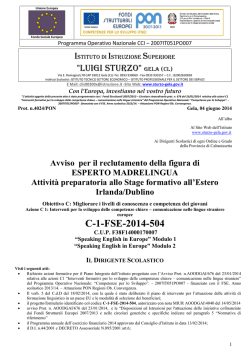 BANDO esperti madrelingua 15ore C1 ESTERO