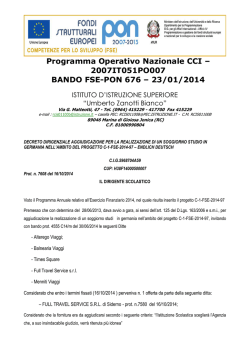 Programma Operativo Nazionale CCI – 2007IT051PO007 BANDO
