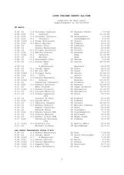 LISTE ITALIANE CADETTI ALL-TIME compilate da Raul