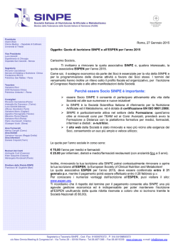 Scheda quota di iscrizione SINPE ed ESPEN