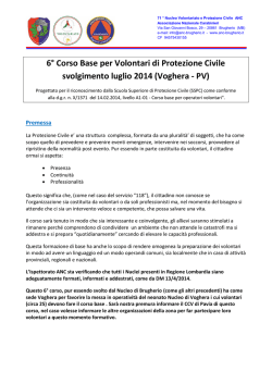 6&deg; Corso Base per Volontari di Protezione Civile