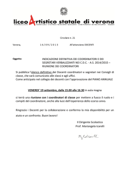 indicazione definitiva dei coordinatori e dei segretari verbalizzanti