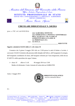 CircDirig 240_14 &ndash; concvocazione GLHO allievo C.A.R.