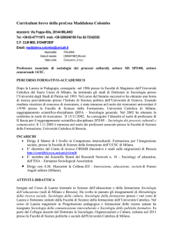 Curriculum vitae - Fondazione ISMU