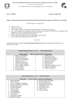 Scuola Primaria Classe 1^ sez. A &ndash; Plesso di Pedavena
